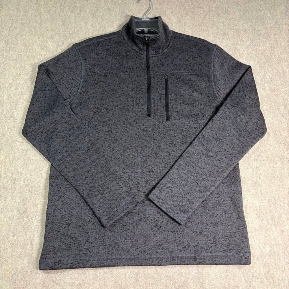 Eddie Bauer Quarter Zip Pullover Mens Medium Gray Fleece Marl Sweater Classic M